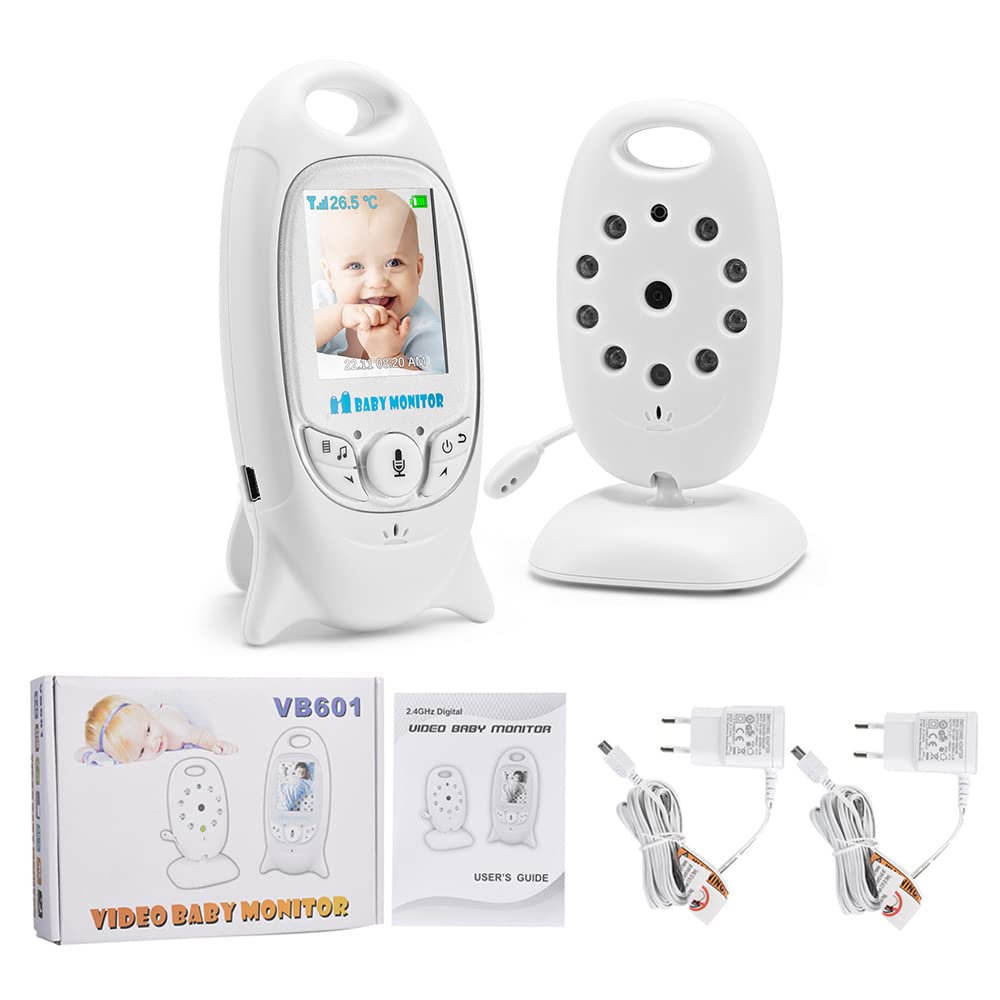 TKMARS Vigilabebés con Cámara 2,4GHz Camara Vigilancia Bebe con 2.4" Pantalla LCD Bebe Inteligente Vídeo Monitor con VOX, Comunicación Bidirecciona, Visión Nocturna, Zoom 2X, Sensor de Temperatura