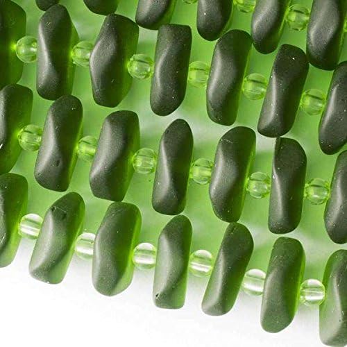 Cherry Blossom BeadsSea Glass Beads 6x14-15mm Button Spacer - 7 Inch Strand 6x14-15mm