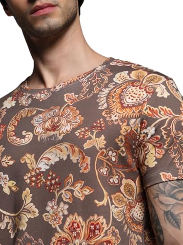 Image of Jack & Jones Men's Printed Round Neck Cotton Slim Fit Tshirt