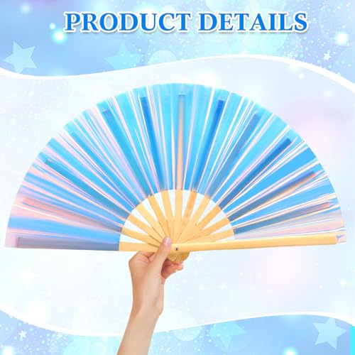 Image of Maitys Large Rave Fan Folding Handheld Fans 13'' Clap Fans for Line Dancing Clack Fan Holographic Festival Accessory for Martial Art Gift Performance, Includes 2 Pouch