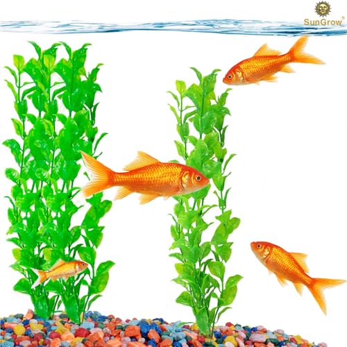 Image of SunGrow Plastic Aquarium Plant Set, Resin Aquarium Decor, Tall Artificial Aquarium Fake Plants, Fish Tank Decorations for Tropical Fish, Plastic Plants for Goldfish, Fish Tank Accessories, 3 Pcs
