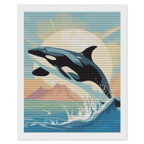 Kit de peinture diamant 5D orque dans la mer 40x50 cm pour adultes et débutants