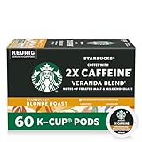 Starbucks Plus Coffee Blonde Roast 2X Caffeine Single Cup Coffee for Keurig Brewers, 6 Boxes of 10 (60 Total K-Cup Pods)
