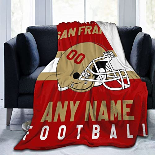 San Francisco Custom Football Blanket Personalized Flannel Throw Blankets with Any Name Numbers for Men Women Boys Girls Birthday