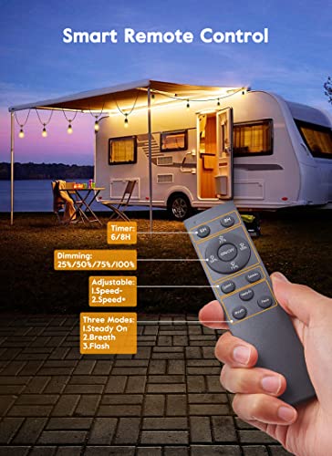 Outdoor String Lights - 52Ft(42+10) 15 Led Cafe Lights With 3 Lighting Modes, Dimmable Patio Lights Decorative With Timer, Waterproof Hanging Lights For Outside Garden Yard Balcony Backyard Bistro #TOP3