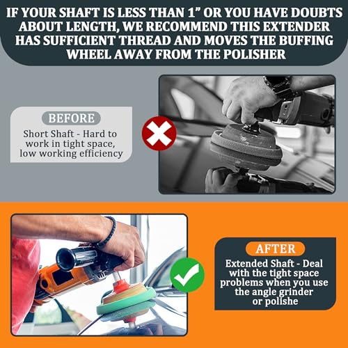 Airway Buff Extender, 2’’ Aluminum Airway Buffing Wheel Extension Shaft for Aluminum Wheel Polishing Kit, Angle Grinder Extension Rod, Buffing Machine Accessories