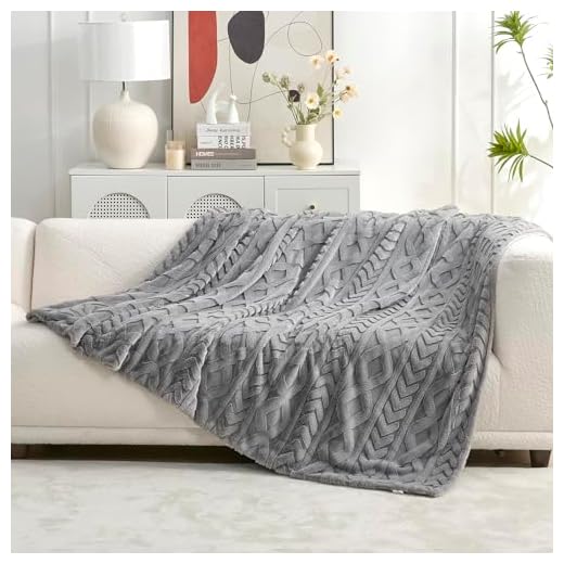 Cozy Bliss Faux Fur Throw Blanket for Couch, Jacquard Fuzzy Plush Soft Thick Winter Throw Blanket for Sofa Bed Living Room Bedroom,50"x60" Grey