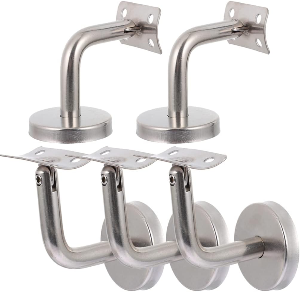 DOITOOL 5pcs Stainless Steel Handrail Brackets for Indoor Stairs Support Bracket for Stair Railing Elegant Design for Home Mall Projects and Fire Corridors