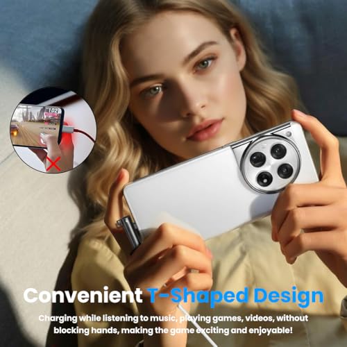 Image of Verilux 2 in 1 Type C to Type C & 3.5mm Jack Audio Adapter, USB C Male to Female Charging Adapter, Right Angle Design, Travel Compact