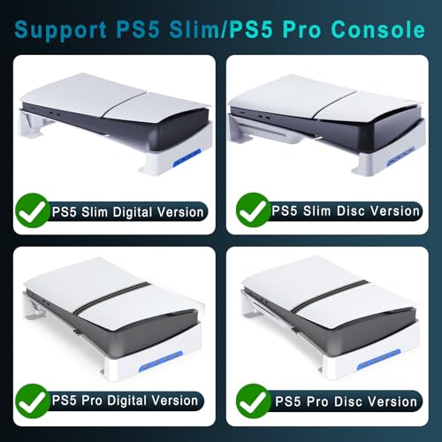 Soporte Horizontal para Consola PS5 Pro/PS5 Slim con Puerto USB Ampliado, Soporte Base de Accesorio para Playstation 5 Pro/ Slim Disc & Digital Edition con Almohadillas Antideslizantes (con USB) - imagen 3