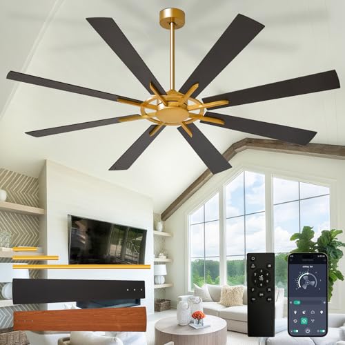 Image of Depuley Ceiling Fan Without Light: 72 Inch Big Indoor Outdoor Fan with Remote APP Control - Bronze Walnut Large Ceiling Fan no Light 8 Blade Reversible Quiet DC Motor Memory Function Timer