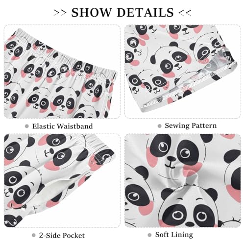 ALAZA Cute Panda White Stylish Pajama Shorts Sleep Shorts Pant Lounge Pajama Bottoms Elastic Waist with Pockets3
