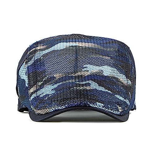 Qecepei Womens Camouflage Newsboy Hat Mesh Breathable Summer Irish Flat Cap For Hunting Driving Navy #TOP1