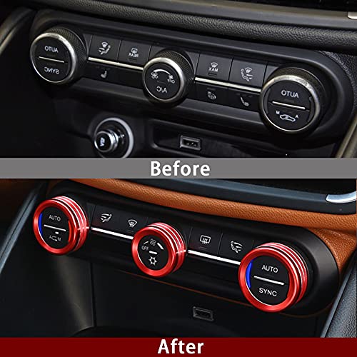 Image of 3PCS Car AC Knob Trim Air Conditioner Audio Cover Rotary Decoration Ring Sticker Decal fit for Alfa Romeo Giulia 952 Stelvio 949 2016 2017 2018 2019 Interior Accessories