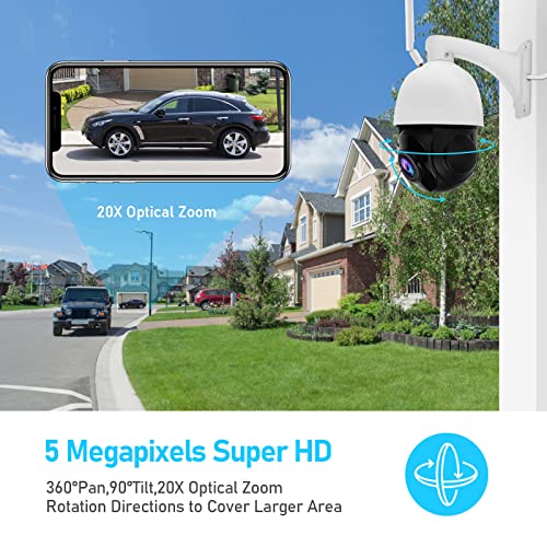 Yoluke Ptz Camera Outdoor,5Mp 20X Optical Zoom Wifi Ip Camera With 360° Rotate And 1000Ft View Distance/Human Detection & Auto Tracking/Two Way Audio/Ip66 Waterproof/Night Vision #TOP2