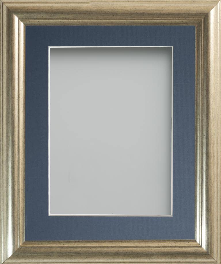 Frame Company Eldridge Silver 10x8 Photo Frame, Blue Mount for 6x4 — image 1