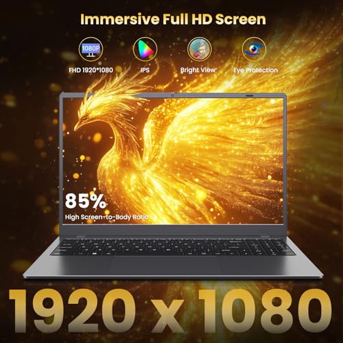 Image of 15.6 Inch Laptop, 12GB RAM 256GB SSD, Pentium 6500Y, FHD IPS Display - Lightweight Business and Student Laptop Computer for Work and School