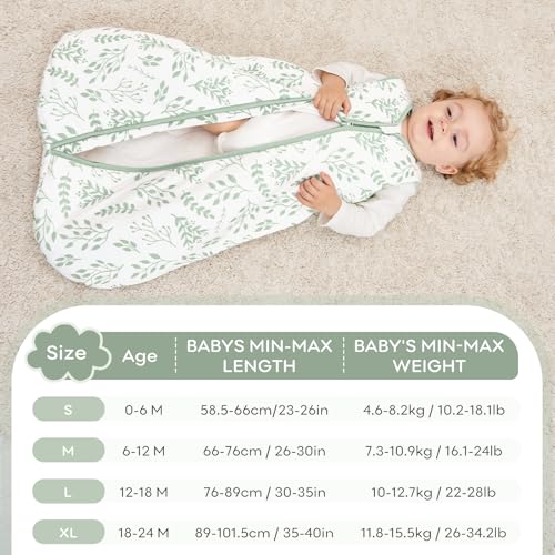 Image of Yoofoss Baby Sleep Sack 12-18 Months, TOG 2.5 Baby Wearable Blanket with 2-Way Zipper, 100% Organic Cotton Fabric Winter Newborn Sleeping Sack, Warm Soft Comfy