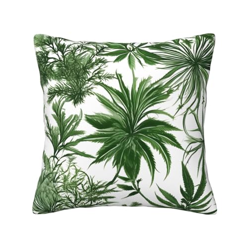 Fundas de cojín con estampado de hierbas y plantas herbáceas con flores y plantas herbáceas, fundas de cojín, suaves, respetuosas con la piel, decoración universal para el hogar