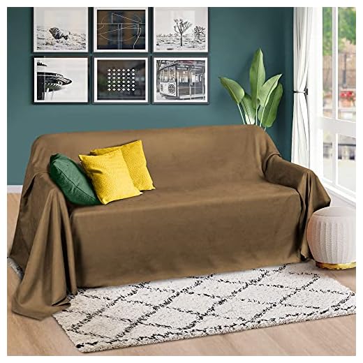 Beautissu Manta Romantica 210x280 cm en óptica de Piel de Ante en marrón Claro