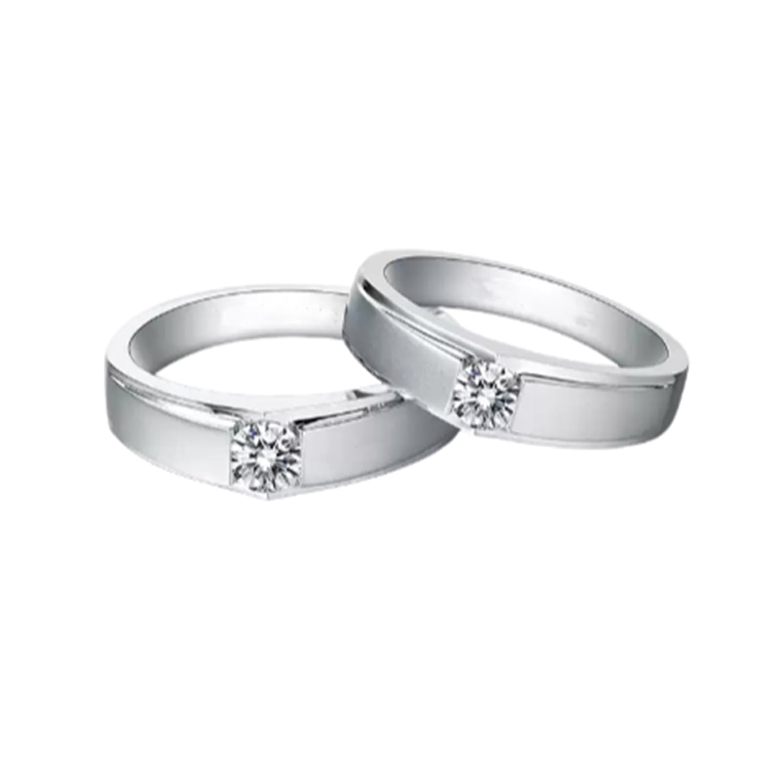Anillos de compromiso de platino, oro blanco de 9 quilates, 14 quilates y 18 quilates, anillo de boda clásico con diamante solitario para hombres y mujeres