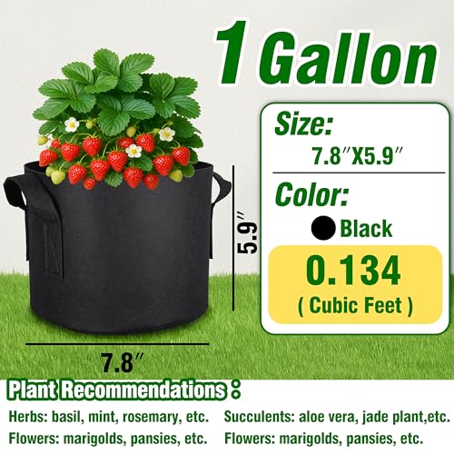 Image of 12-Pack 1 Gallon Nonwoven Grow Bags, Heavy Duty Aeration Fabric Pots with Durable Handles, Come with 12 Pcs Plant Labels