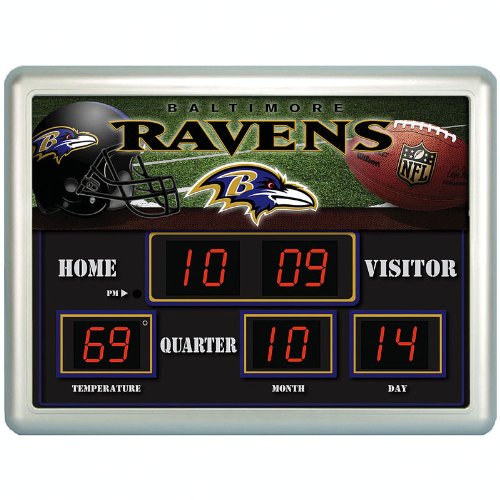 Team Sports Baltimore Ravens 14x19 Scoreboard/Clock/Thermometer