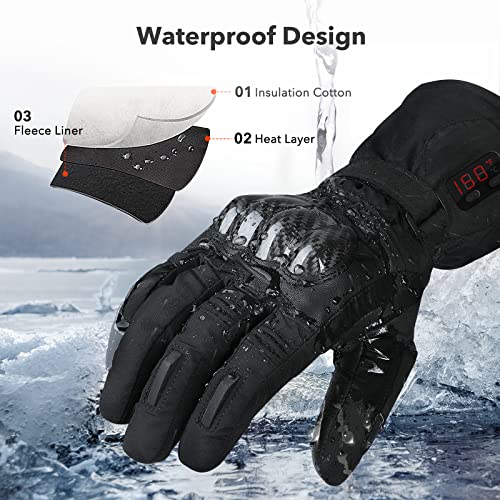 Heated Gloves for Men Women, Battery Powered Heated Motorcycle Gloves, Touchscreen Electric Winter Gloves for Motorcycle Skiing Hiking Fishing
