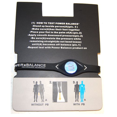 Power Balance Silicone Wristband Bracelet Large (Black With White Letters) #TOP3