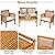 Tangkula 4 Piece Outdoor Acacia Wood Sofa Set with Water Resistant Cushions, Padded Patio Conversation Table Chair Set w/Coffee Table for Garden, Backyard, Poolside (1)
