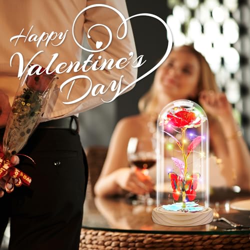 Otlonpe Glass Rose Flower - Christmas, Birthday Gifts for Women Mom Wife Girlfriend Her - Handmade Led Light Up Roses Flowers Womens Gifts for Christmas, Anniversary, Wedding, Valentines, Mothers Day - Thumbnail 7