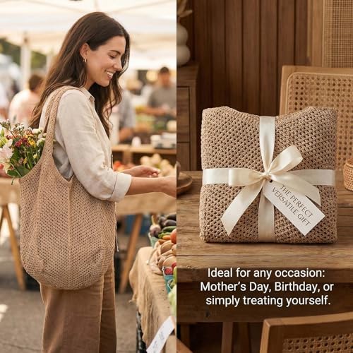 Hontaog Mesh Beach Bag Women's Shoulder Bag Mesh Crochet Bag for Summer, Foldable Lightweight Swimming Bag, Beach Bag Women for Travel, Shopping and Everyday Use — view 2