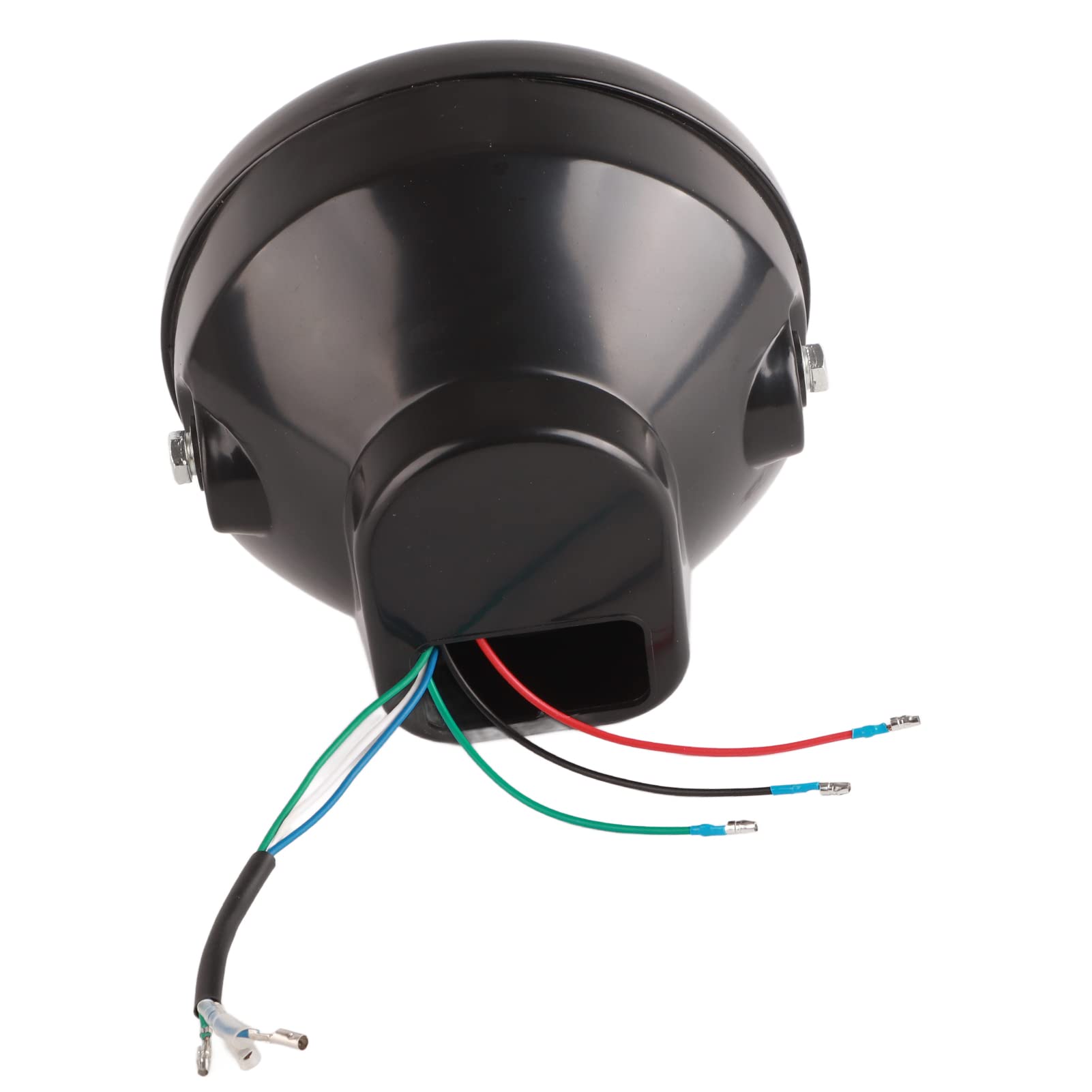 Fydun Phare de moto à DEL, 7 pouces Universel 12V H4 35W Rond Phare de moto à DEL jaune avec support noir