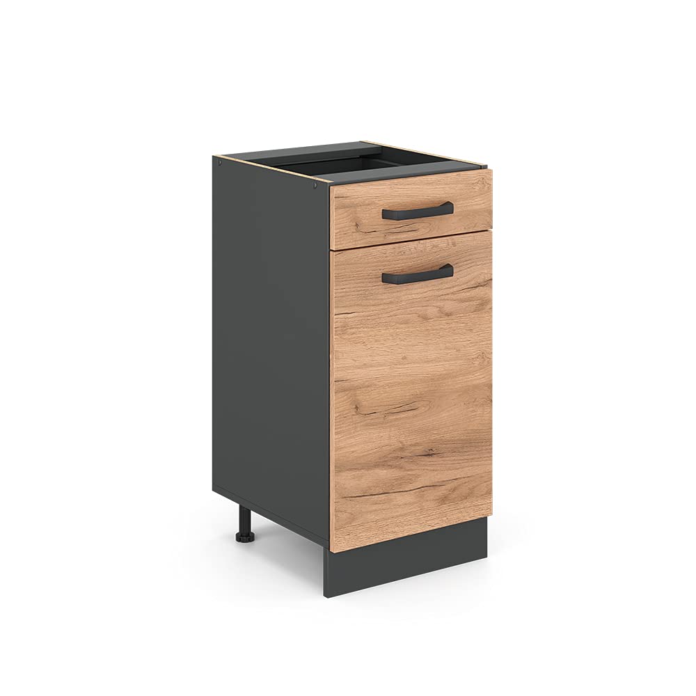Vicco Mueble bajo de Cocina R-Line, Roble Dorado/Antracita, 40 cm sin encimera