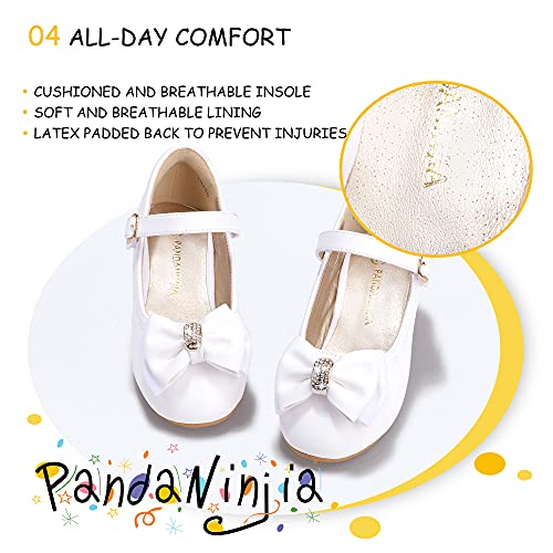 Image of PANDNAINJIA Girls Dress Shoes Toddler Heels Mary Jane Pumps | Little Big Kids Low Heel Flower Girl Bow Wedding Party Church Communion Princess Shoes