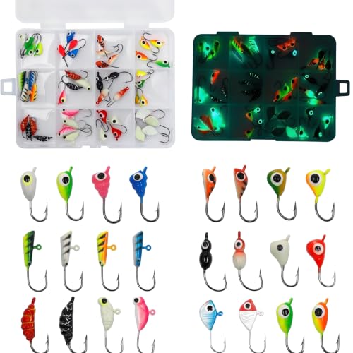 48 Pcs Assorted Fishing Jig Heads Hooks Set, Round Crappie Jig Head Lures for Bass, Trout, Crappie...