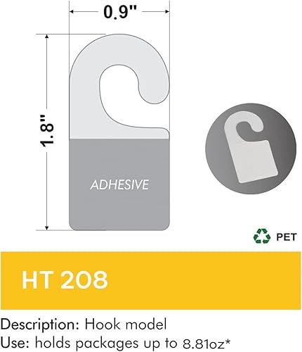 Miniatura 5 de NEO BRASIL Pestañas adhesivas de plástico para colgar de 1 34 x 78 pulgadas, ideal para exhibiciones minoristas en tiendas y tiendas de negocios,