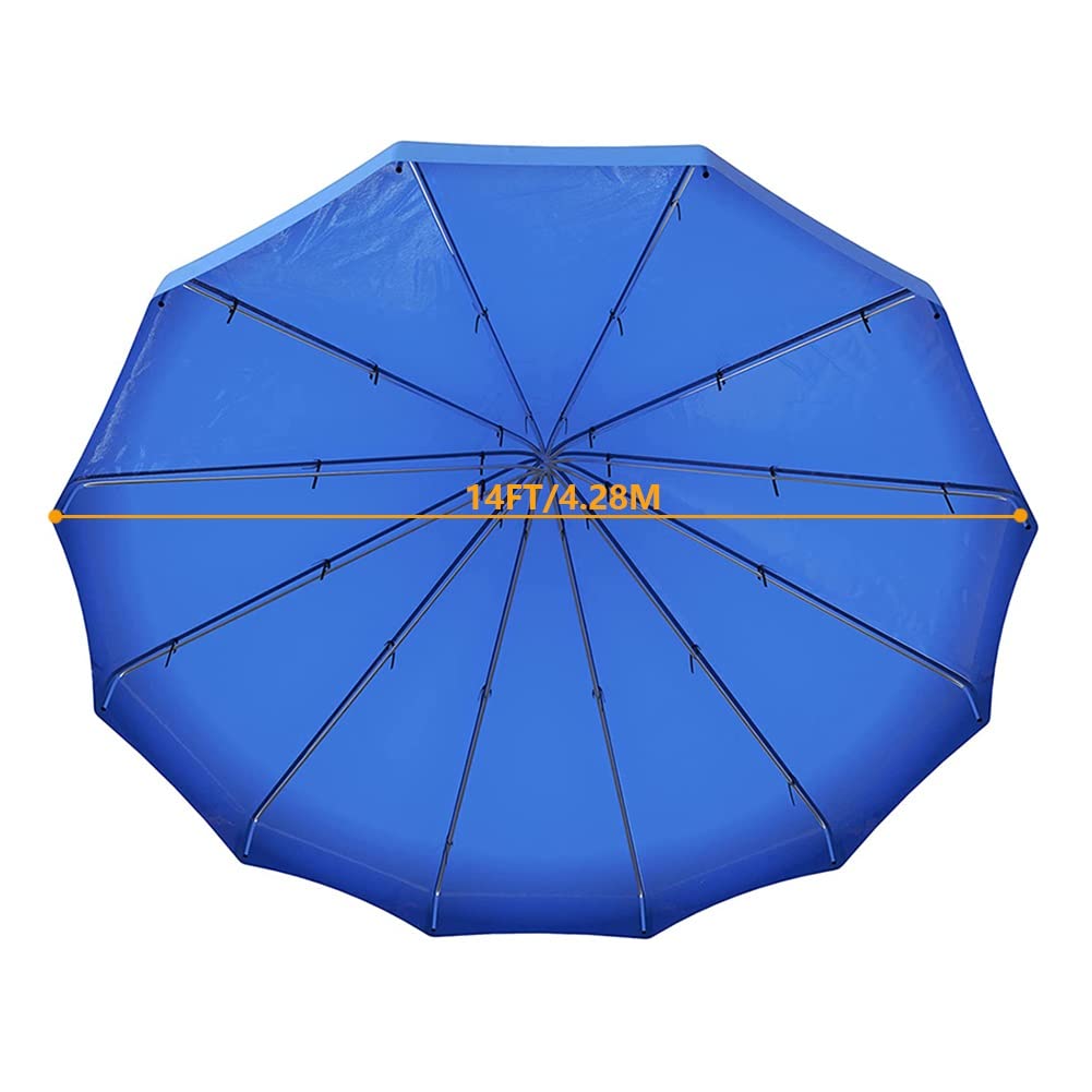 Trampoline Canopy with Frame, Water-Proof U.V30 Trampoline Tent Awning Outdoor Sports Trampoline Cover for Trampolines Accessories - Blue (Size : 14FT)