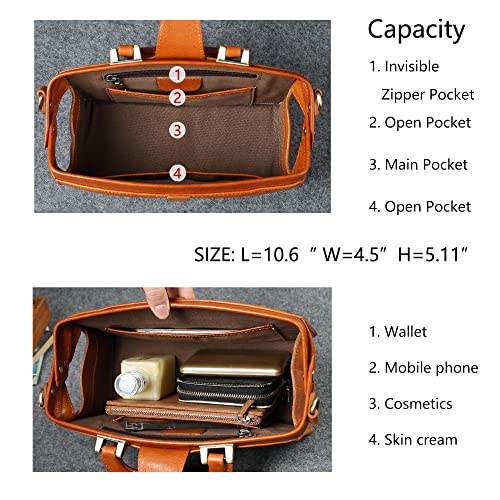 genuine leather handbag cowhide doctor bag brown shoulder bag buckle women's bag4