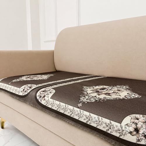 Image of Homerz Premium Waterproof Jasmine Joe Sofa Seat Cover - Floral Printed Sofa Protector | Non-Slip, Washable & Durable Sofa Protector (Coffee, 6 (3+2+1) Seater)