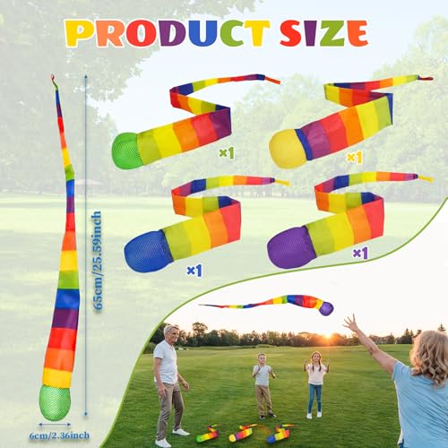 Phlognfy Rainbow Tail Ball, 4Pcs kometenball schweifball kinder, Kinder Wurfspielzeug Sportbälle Für AußEn Innenbereich