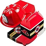 Firefighter Party Supplies - (24 Pcs) Fire Chief Firefighter Party Hats (12) and Treat Boxes (12)...