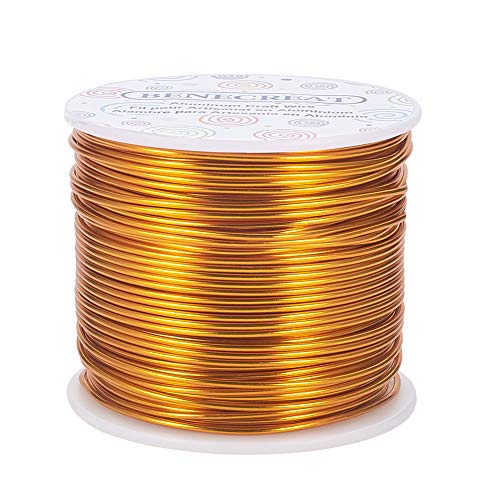 BENECREAT 15 Gauge 220FT Aluminum Wire Anodized Jewelry Craft Making Beading Floral Colored Aluminum Craft Wire - Gold