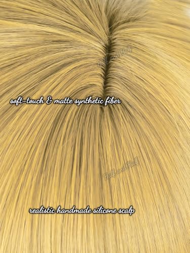 Image of Half and Half Short Blonde Anime Cosplay Wig for Men Golden Spiky Layered Game Male Wig with Bangs for Women Unisex Halloween Party Costumes