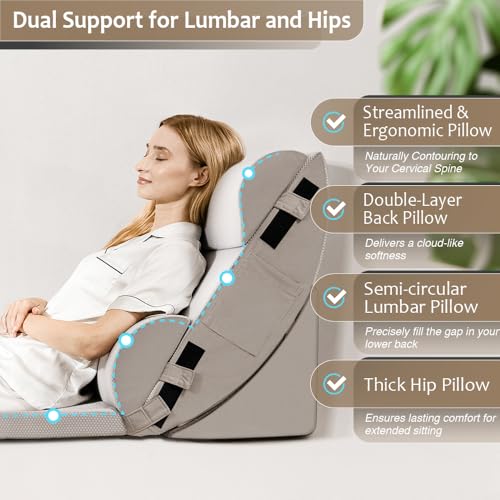 Orthopädisches Bettkeilkissen-Set für die Erholung nach Operationen, Körperpositionierer zur Linderung von Rücken- und Beinschmerzen, verstellbarer Memory-Schaum-Komfort zum Sitzen im Bett, ideal für