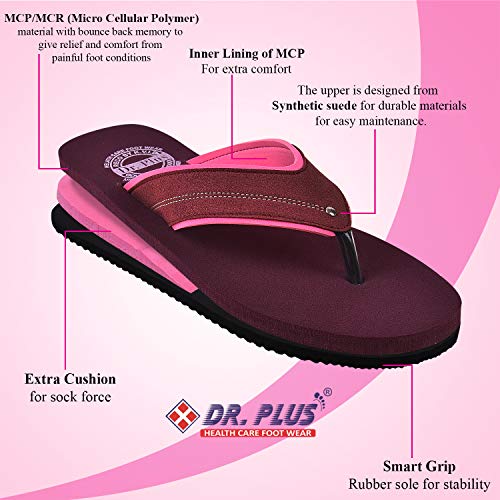 Image of DR PLUS Women's Healthcare, Diabetic and Orthopedic Light Weight MCR /MCP Footwear /Sandals /Slipper /Chappal