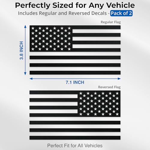 Image of GRITKULTURE Matte Subdued American Flag Decal Stickers 2 Pack for Cars, Trucks, Hard Hats, Laptops, Tumblers, and Window Police Military Tactical US Flag (Matte Black)