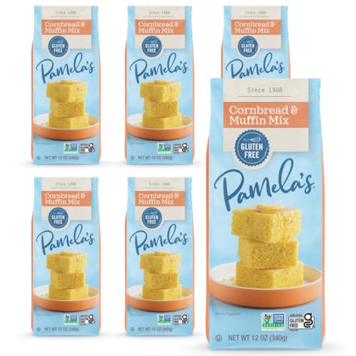 Pamela's Gluten Free Cornbread & Muffin Mix, Organic Corn, 12 Ounce Bag (Pack of 6)