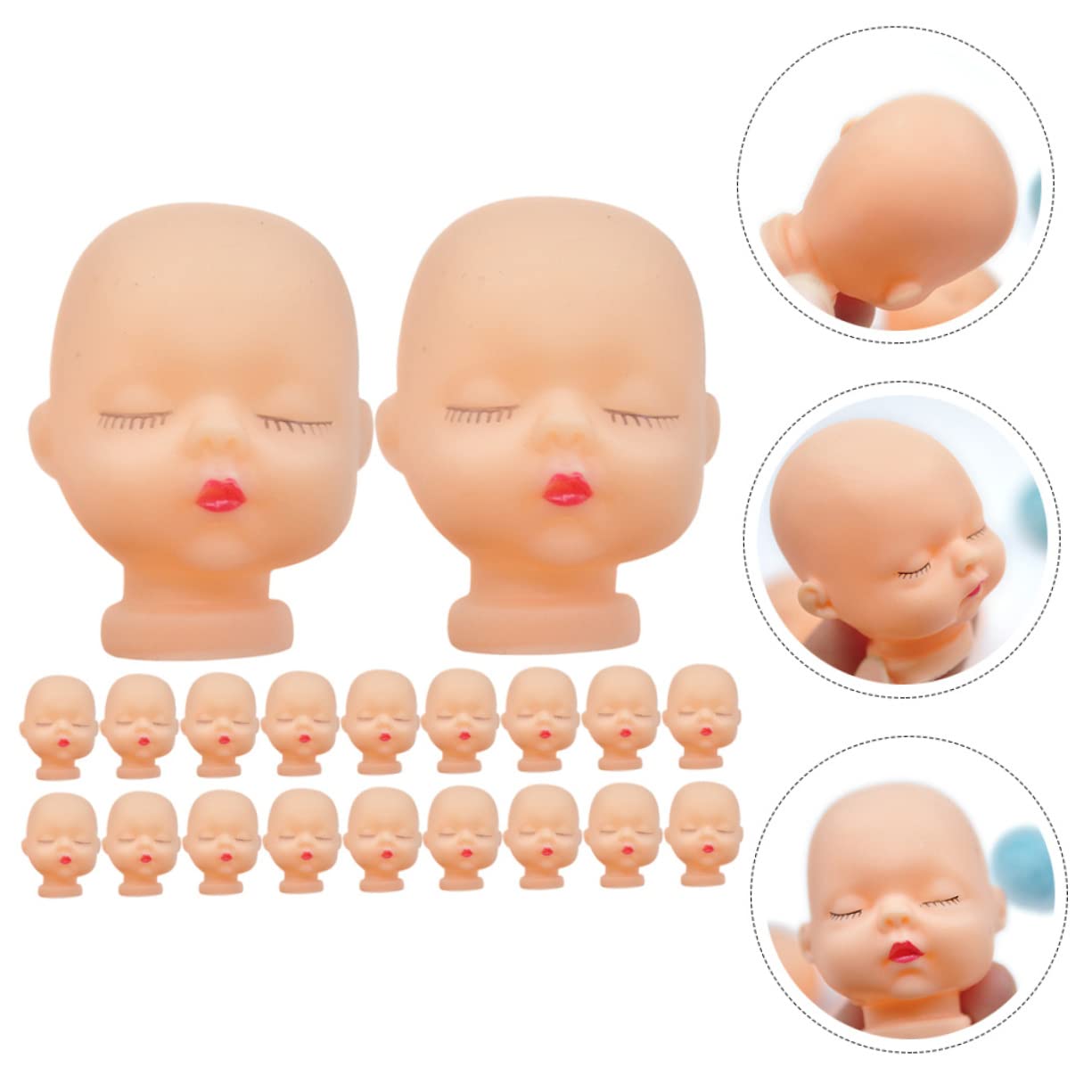 STOBOK Vinyl Doll Head Diy Doll Heads for Crafts Making Keychain Accessories Small s Mini Plastic Babies s 20pcs - Image 3
