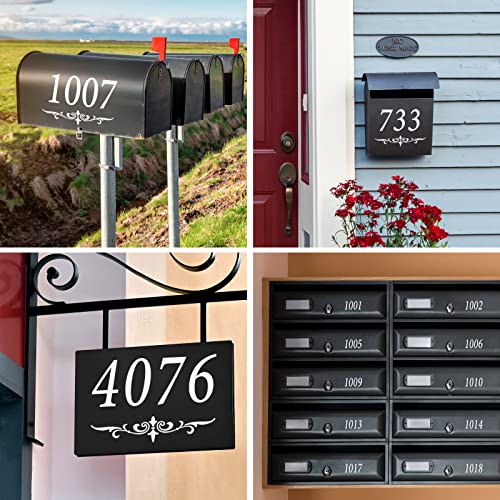 4" Reflective Mailbox Numbers Stickers 4 Sets With Rustic Style Patterns Vinyl Waterproof Mailbox Number Decals House Address Numbers Self Adhesive For Outside, Signs, Front Door, Home, Farmhouse, Decor #TOP1